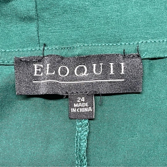 NWOT Eloquii Eden Off Shoulder LS Stretch Cotton Sheath Dress in Green Sz 24 - Picture 5 of 9